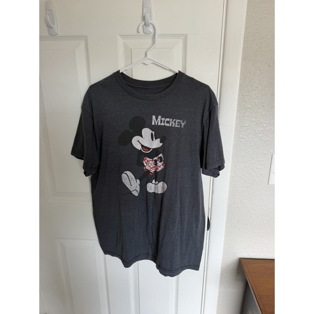 Disney Mickey Mouse Unisex Adult Dark Gray T-Shirt Size L 50% Cotton Franchise